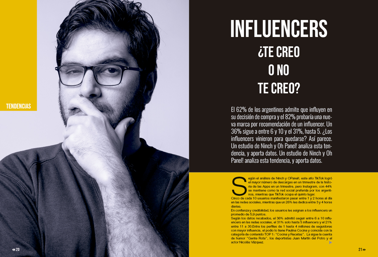 Diseño de una doble página de revista de Comunicación hecho por Rodolfo Pollini
